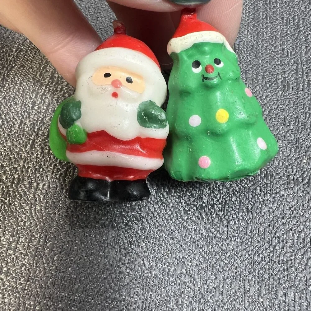 5 Tiny Treasures Miniature Christmas Candles Santa Penguin Soldier Tree Seal